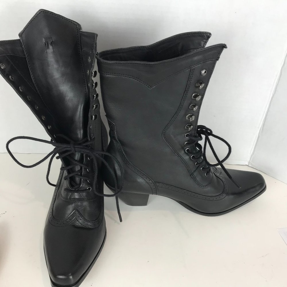 Black Lace-Up Heeled Boots - Women's Elegant Riding Style